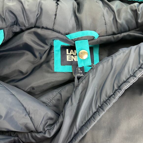 Lands End Squall Blue 3 in 1 Winter Parka Coat Hooded Waterproof Womens XL 18-20 - Picture 9 of 12